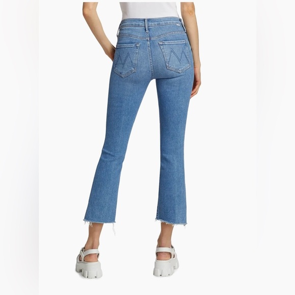 MOTHER  The Insider Crop Step Fray Light Blue Flare Jeans for Women - Picture 4 of 15